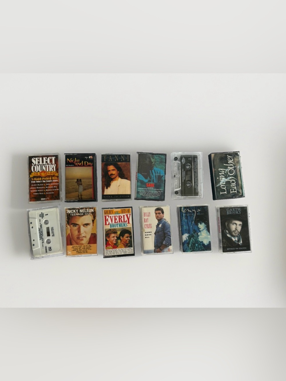 Vintage Cassette Tape Lot 12 Classic Rock Country Pop Sade Enya Alice Cooper